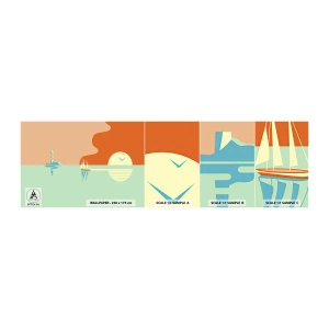 Campione di Fotomurale Adesivo Deluxe Sticker - Ideale paesaggio marittimo - Astrazione, Veliero, Lanterna - 100x30 cm