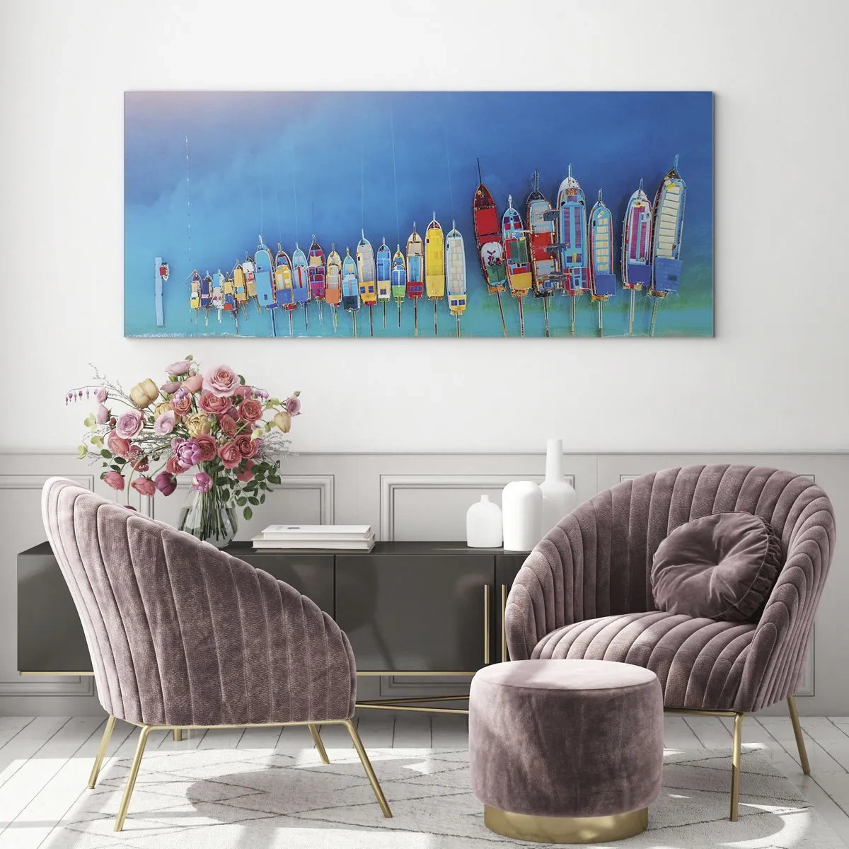 Quadro su vetro - A volo d'uccello - 90x30 cm