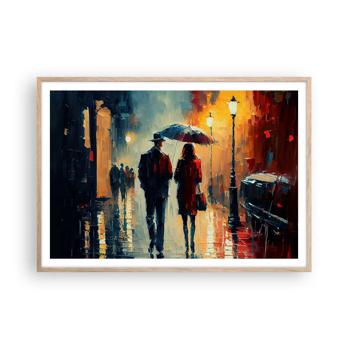 Poster in cornice rovere chiaro - Love story cittadina - 100x70 cm