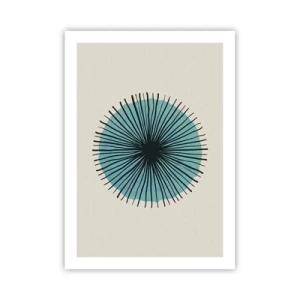 Poster - Motivo geometrico a forma di cerchio radiale - 50x70cm - Radiosamente nel blu - Decorazione murale moderna per soggiorno e camera da letto ARTTOR