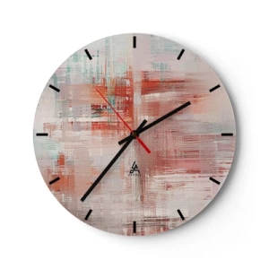 Orologio da parete - Orologio in Vetro - Una composizione astratta di pennellate nelle tonalità del rosa e del bianco. - 30x30cm - Nebbiose e rosate - Decorazione murale moderna per soggiorno, cucina e camera da letto ARTTOR