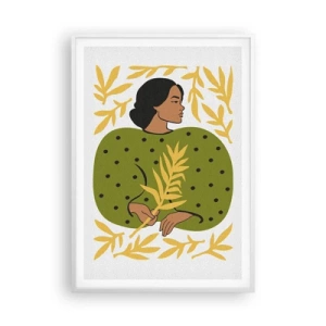 Poster in cornice bianca - Ragazza hawaiana - 70x100 cm