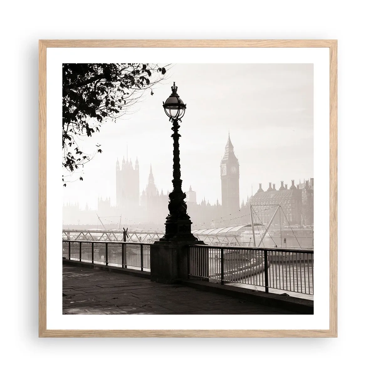 Poster in cornice rovere chiaro - Un mattino a Londra - 60x60 cm