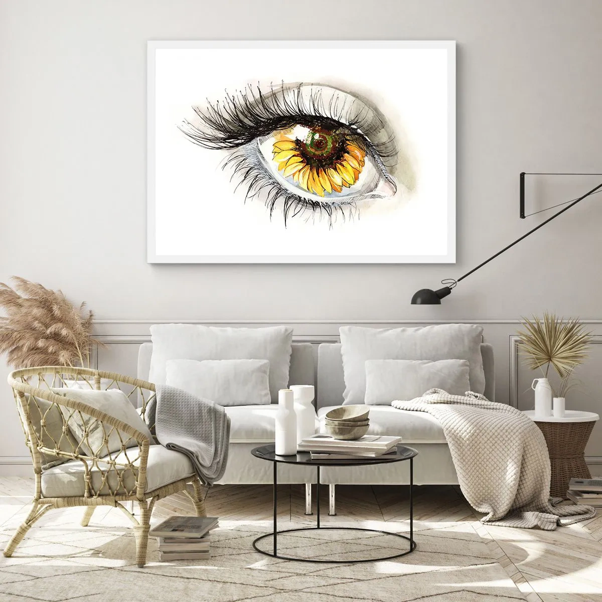 Poster in cornice bianca - Uno sguardo caldo come l'estate - 100x70 cm