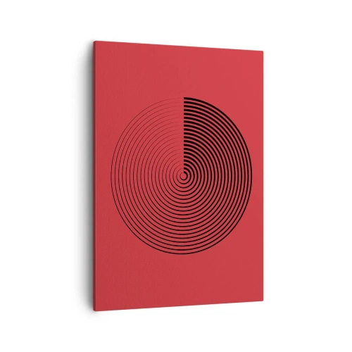 Quadro su tela - Stampe su Tela - Cerchi concentrici su sfondo rosso - 50x70cm - Movimento circolare - Decorazione murale moderna per soggiorno e camera da letto ARTTOR