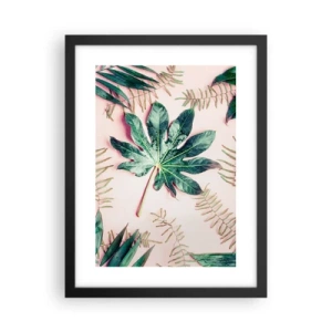 Poster in cornice nera - Studio di verde su sfondo rosa - 30x40 cm