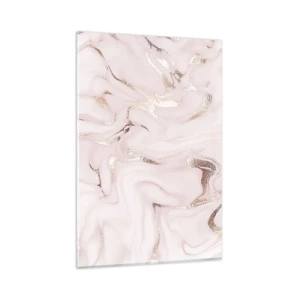 Quadro su vetro - Elegante astrazione nei toni del rosa e dell'oro - 80x120cm - Nella follia rosa - Decorazione murale moderna per soggiorno e camera da letto ARTTOR
