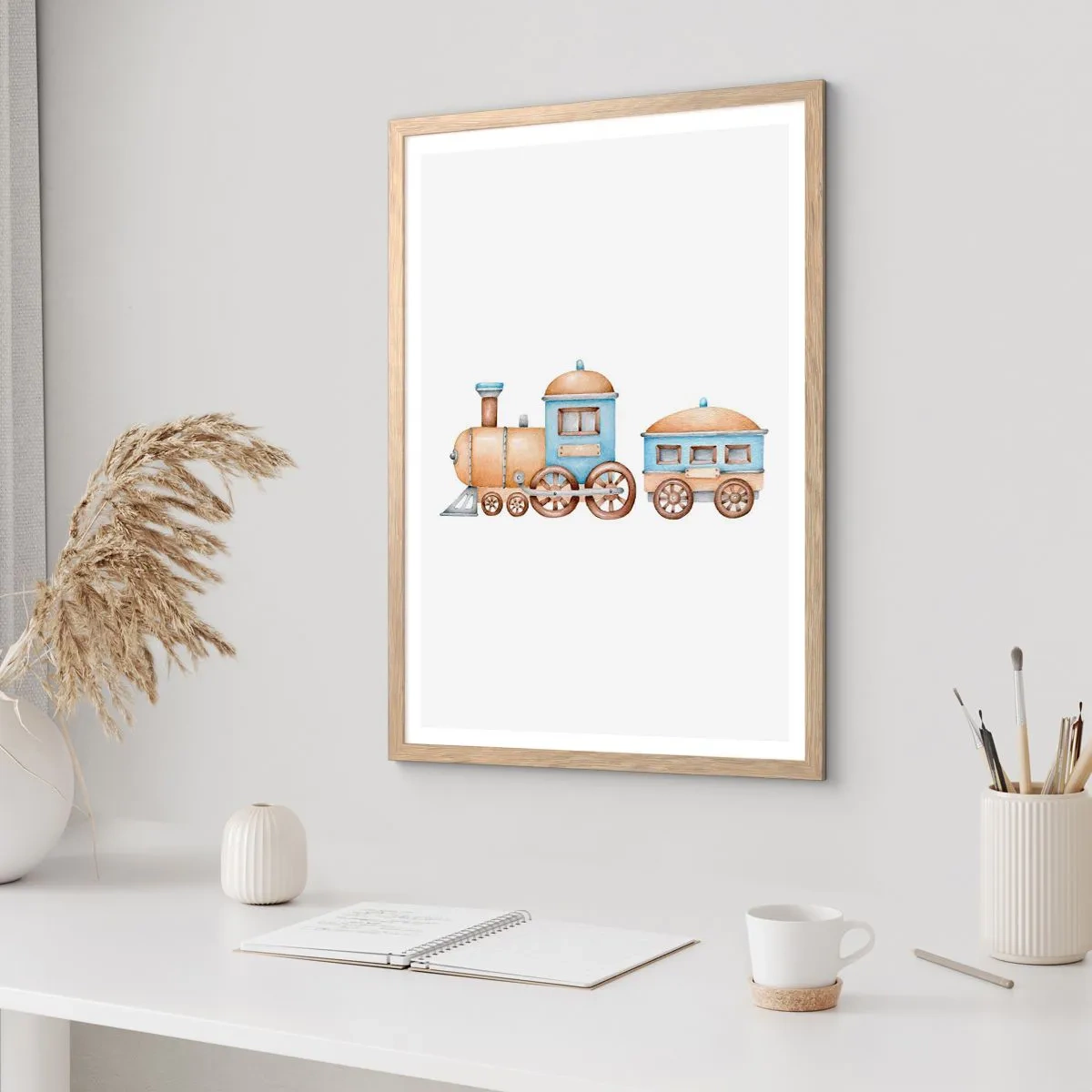 Poster in cornice rovere chiaro - Fermo alla stazione... - 70x100 cm