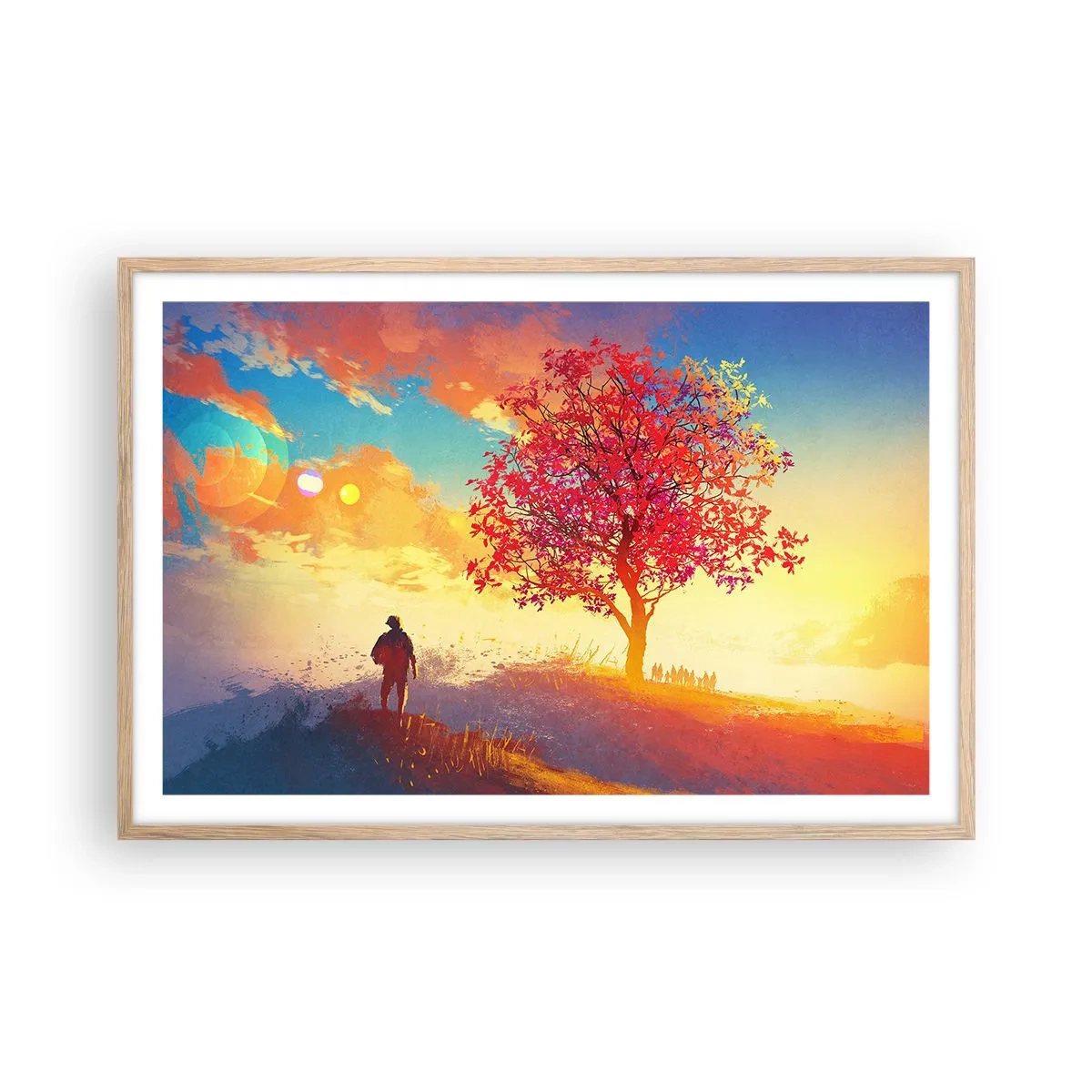 Poster in cornice rovere chiaro - Pellegrino alla meta - 91x61 cm