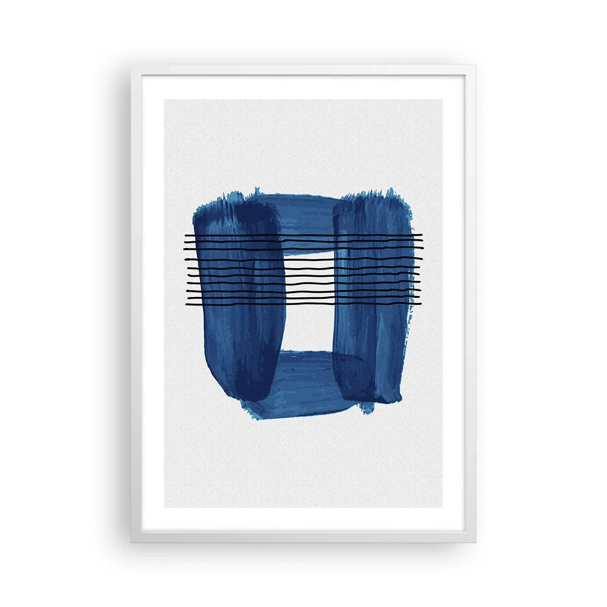 Poster in cornice bianca - Composizione blu e nera - 50x70 cm