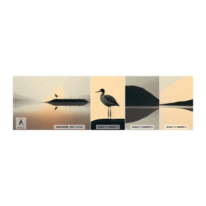 Campione di Fotomurale Adesivo Deluxe Sticker - Il signore del lago - Uccello, Paesaggio, Minimalismo - 100x30 cm