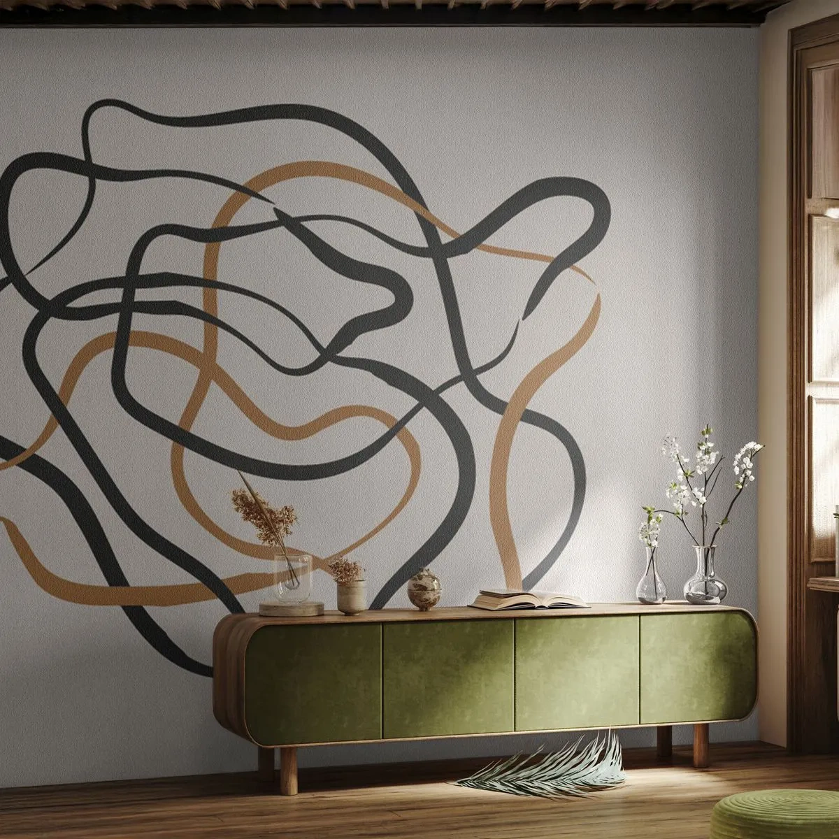 Fotomurali Premium Canvas - Tutto è andato storto - Boho, Astrazione, Linee - 350x256 cm
