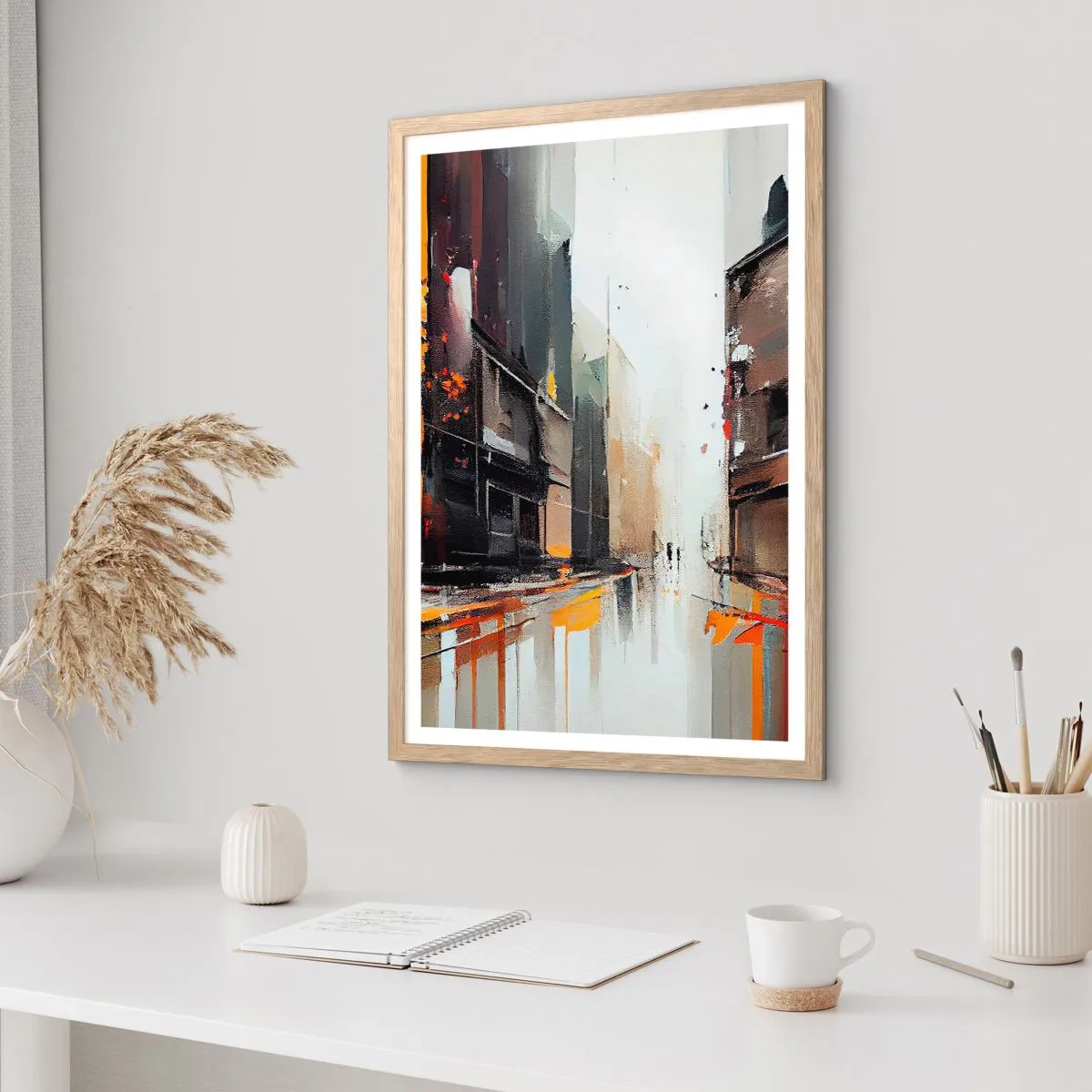 Poster in cornice rovere chiaro - Un giorno di pioggia - 40x50 cm