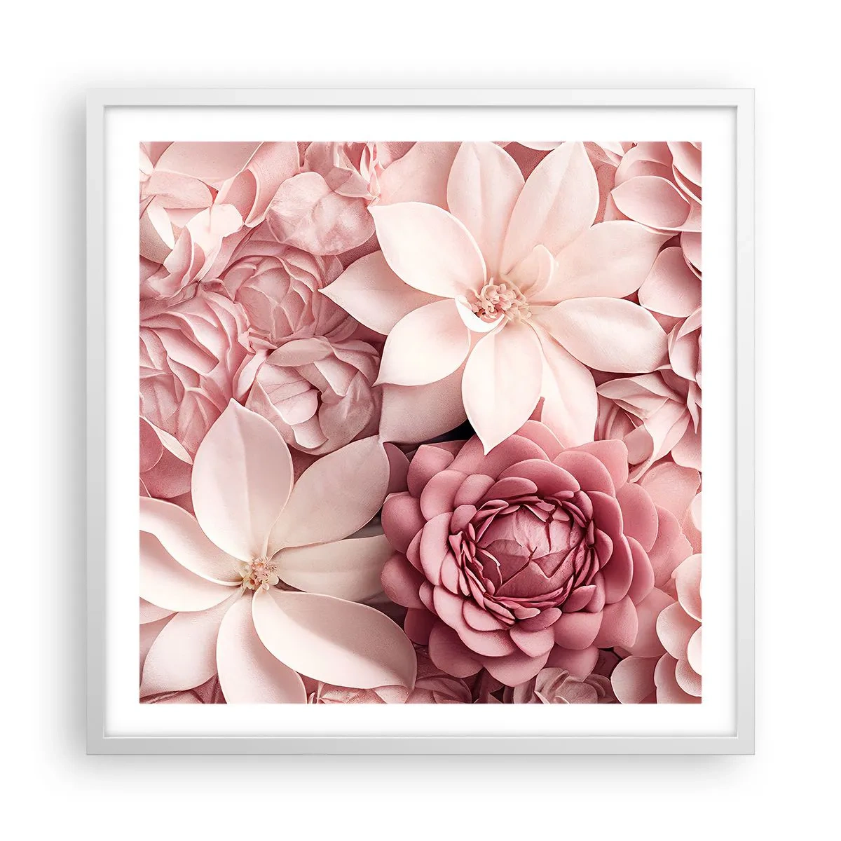 Poster in cornice bianca - Nei petali di rosa - 60x60 cm