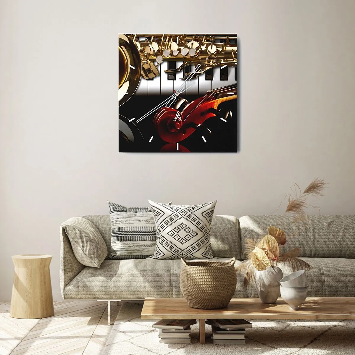 Orologio da parete - Orologio in Vetro - Metallo, legno e avorio - 30x30 cm