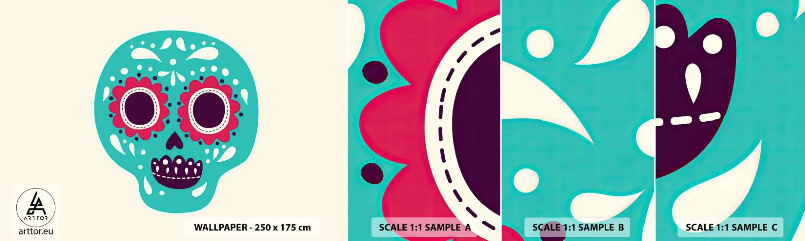 Campione di Fotomurale Adesivo Deluxe Sticker - Vita: un gioco fino alla morte - Cranio, Messico, messicano - 100x30 cm