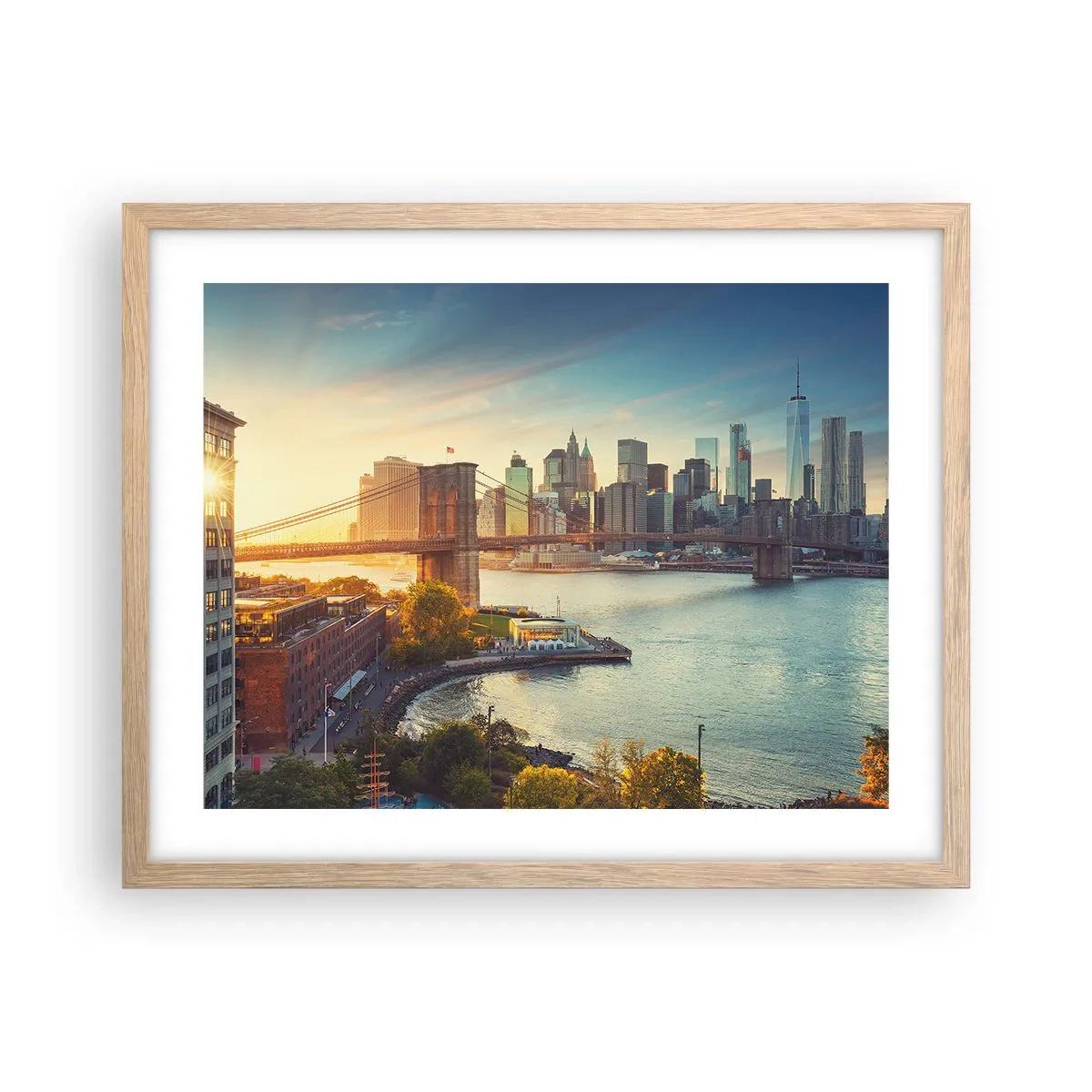 Poster in cornice rovere chiaro - L'alba nella grande città - 50x40 cm