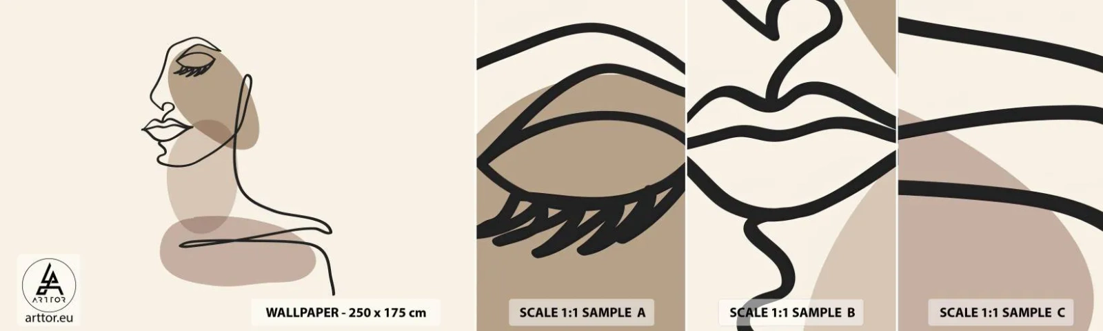 Campione di Fotomurale Adesivo Deluxe Sticker - La linea sicura della bellezza - Astrazione, Volto di donna, Grafica - 100x30 cm