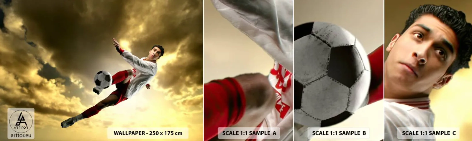 Campione Di Fotomurale Standard Eco - Il cielo del calcio - Sport, Calciatore, Calcio - 100x30 cm