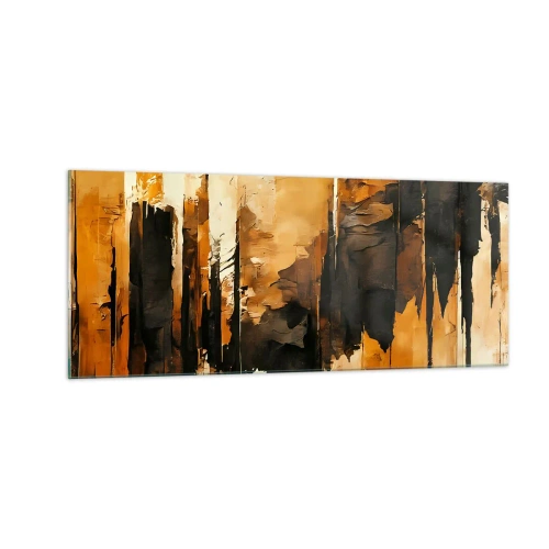 Quadro su vetro - Armonia di nero e oro - 100x40 cm