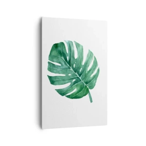 Quadro su tela - Stampe su Tela - Foglia di monstera verde in stile minimalista - 80x120cm - Concetto verde - Decorazione murale moderna per soggiorno e camera da letto ARTTOR