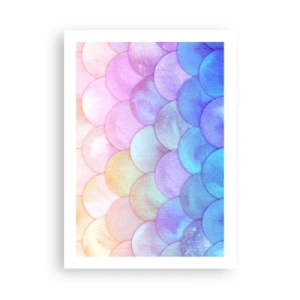 Poster - Una composizione pastello che ricorda le squame nelle sfumature dell'arcobaleno - 50x70cm - Scaglie perlate - Decorazione murale moderna per soggiorno e camera da letto ARTTOR