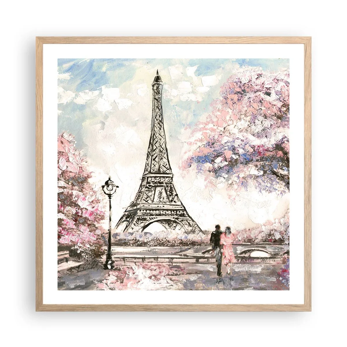 Poster in cornice rovere chiaro - Passeggiata a Parigi in aprile - 60x60 cm