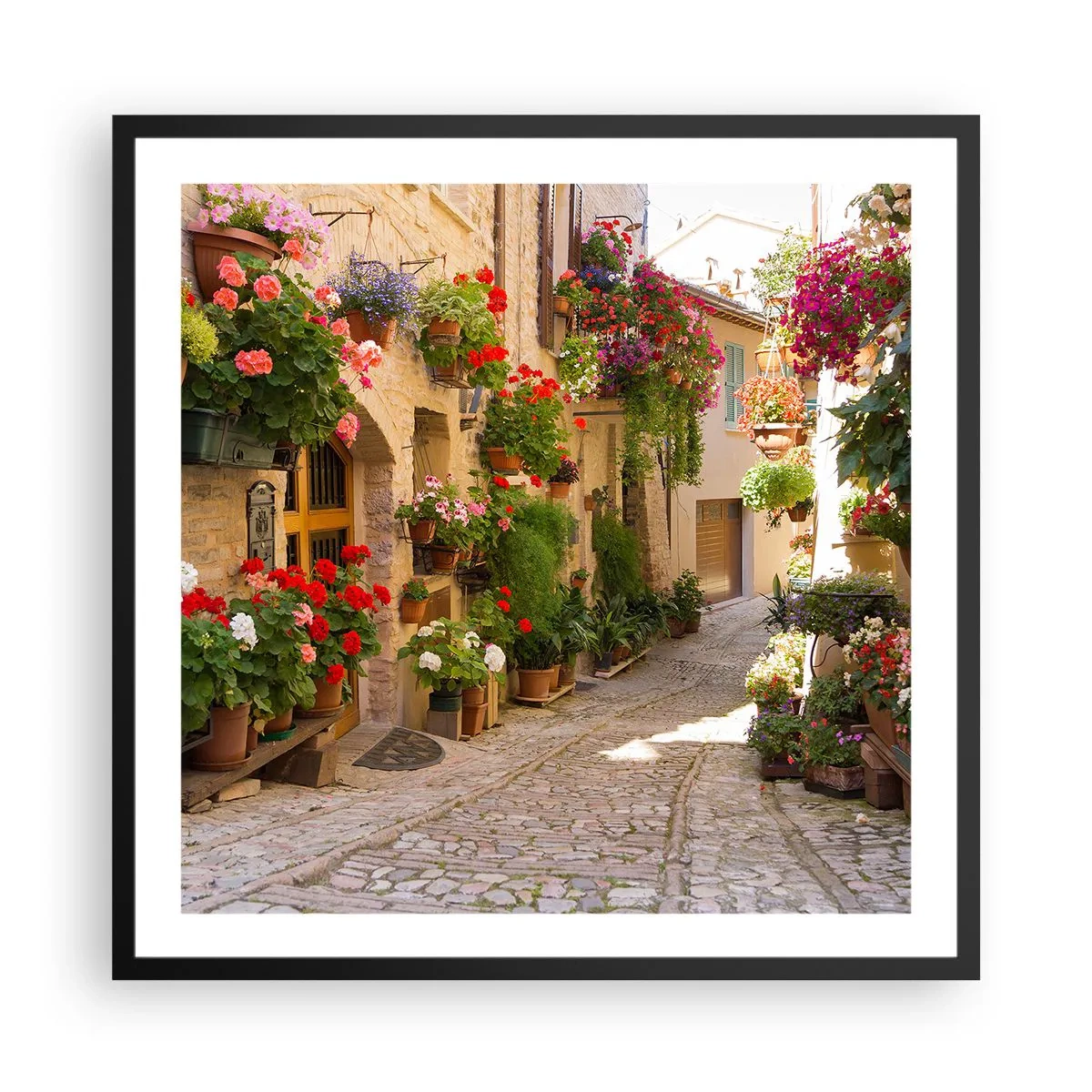 Poster in cornice nera - Un'esplosione di fiori - 60x60 cm