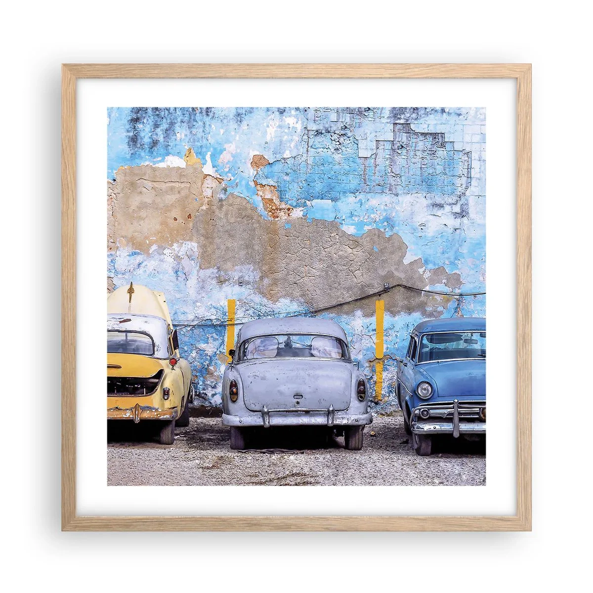 Poster in cornice rovere chiaro - L'incontro dei veterani - 50x50 cm