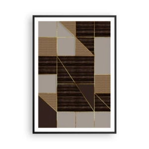 Poster in cornice nera - Mosaico di marrone e oro - 70x100 cm