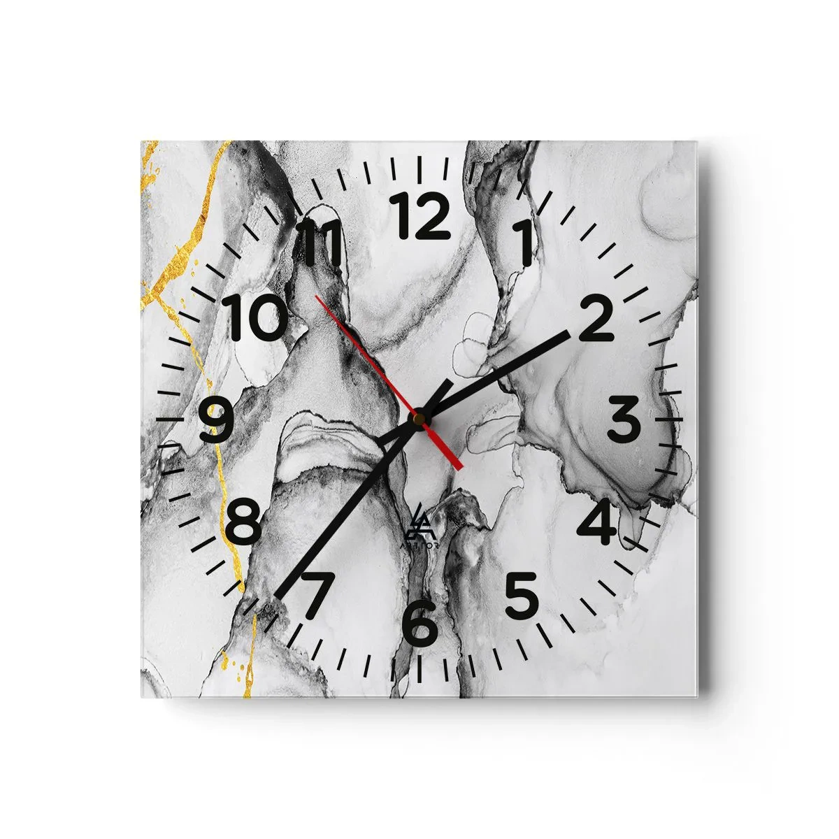 Orologio da parete - Orologio in Vetro - Composizione con motivo d'oro - 30x30 cm