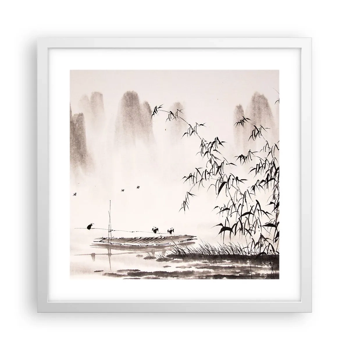 Poster in cornice bianca - Il silenzio dei campi di riso - 40x40 cm