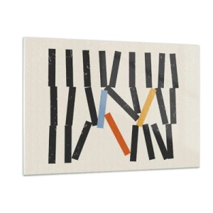 Quadro su vetro - Una composizione grafica stilizzata come un domino con accenti di colore. - 120x80cm - Composizione: domino - Decorazione murale moderna per soggiorno e camera da letto ARTTOR