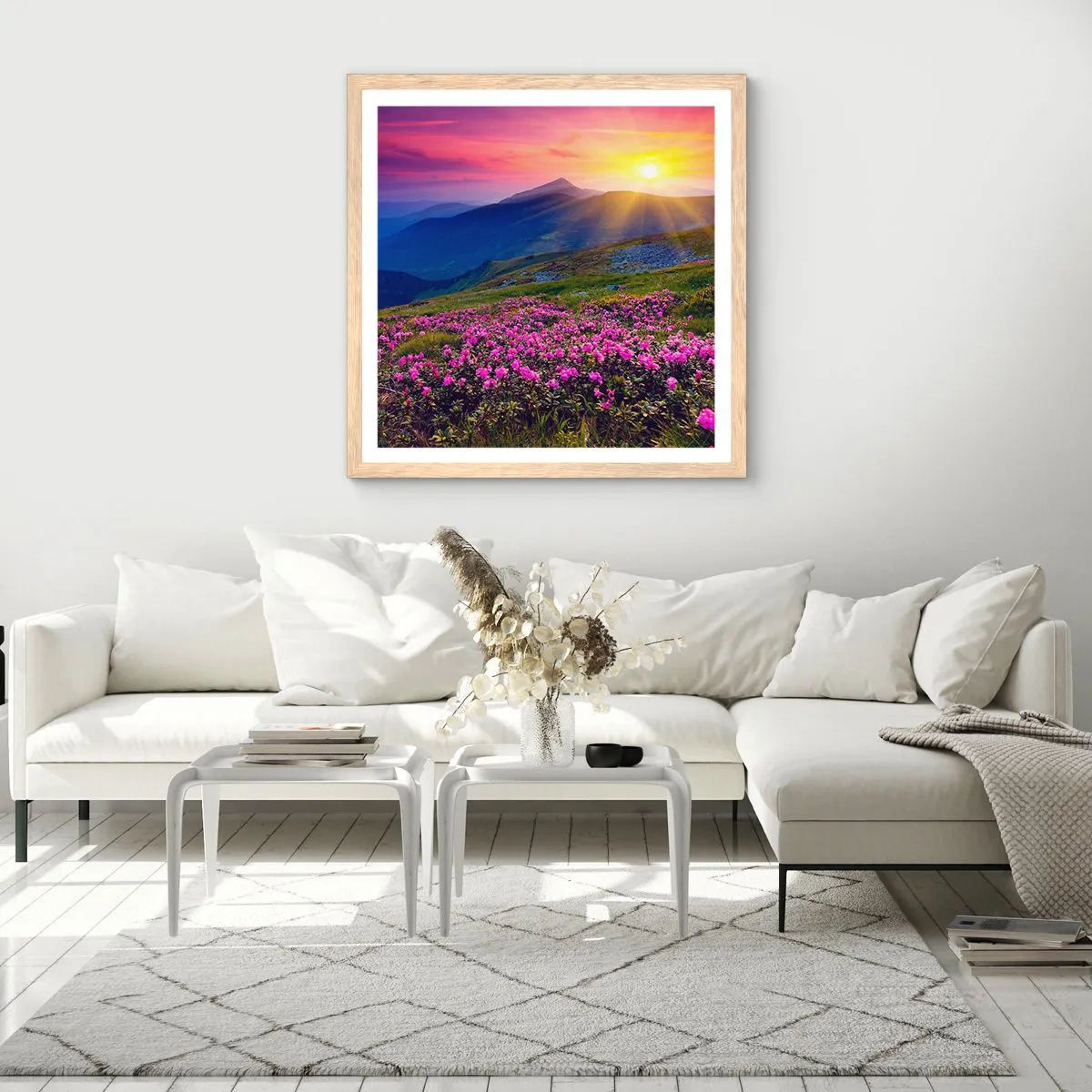 Poster in cornice rovere chiaro - Odore di mugo e profumo di erbe - 40x40 cm