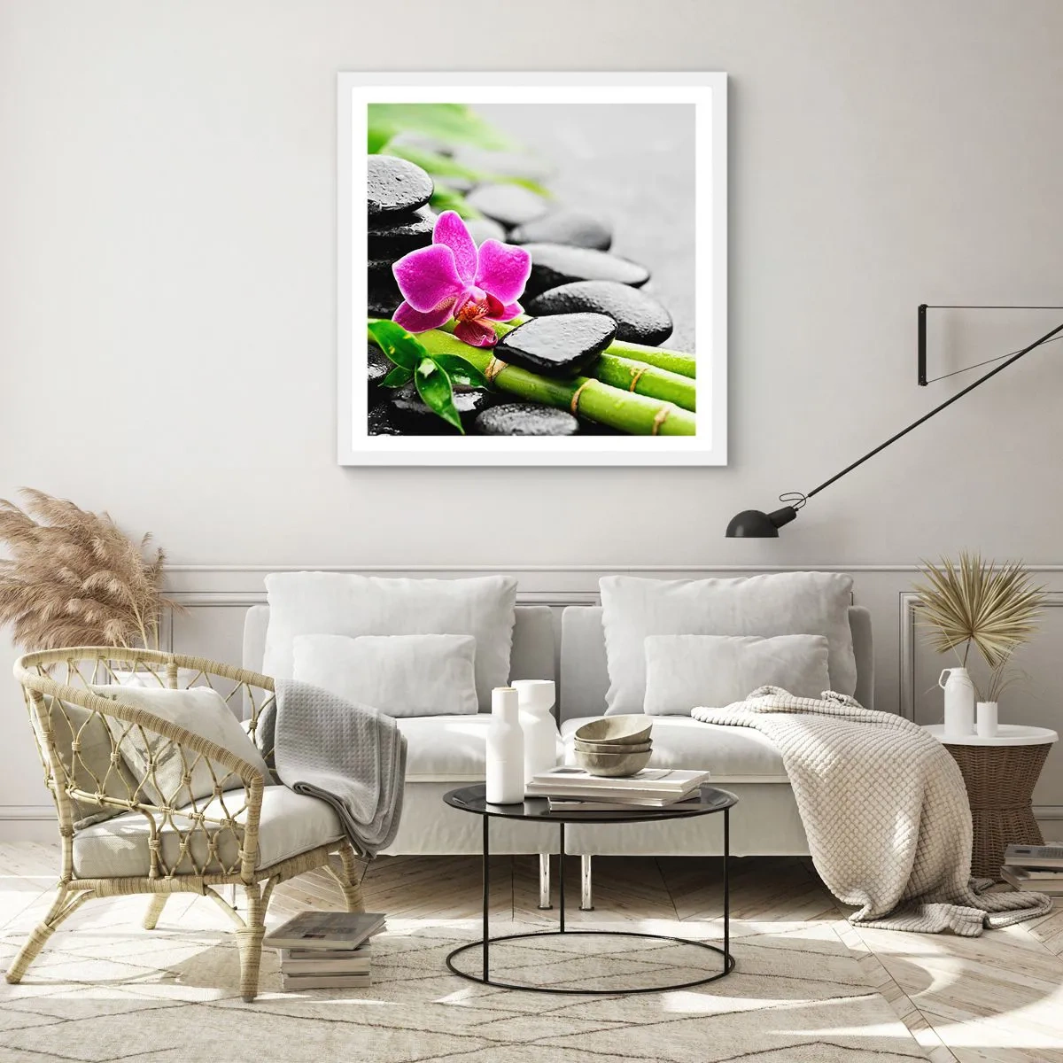 Poster in cornice bianca - Un tranquillo equilibrio - 50x50 cm