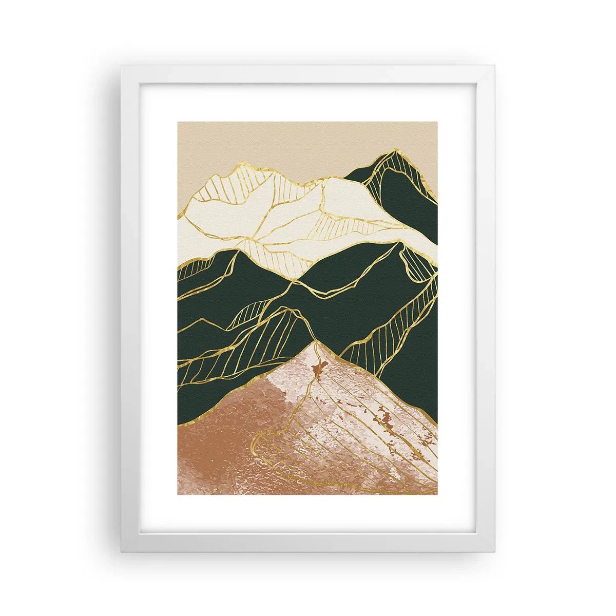 Poster in cornice bianca - Cime d'oro - 30x40 cm