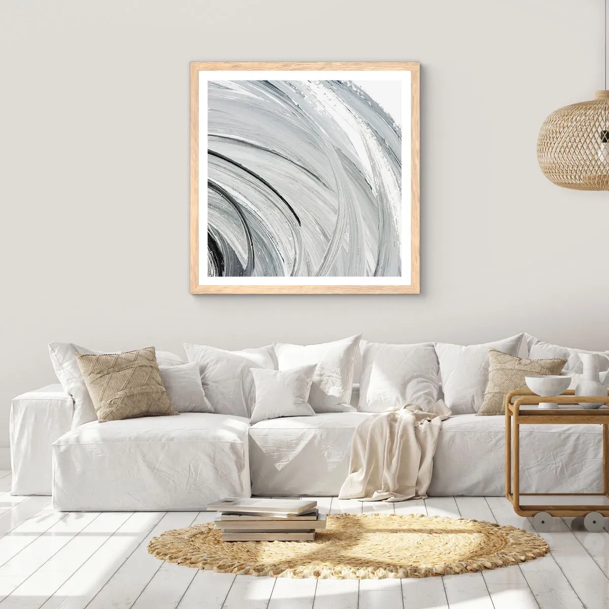 Poster in cornice rovere chiaro - Composizione orbitale - 60x60 cm