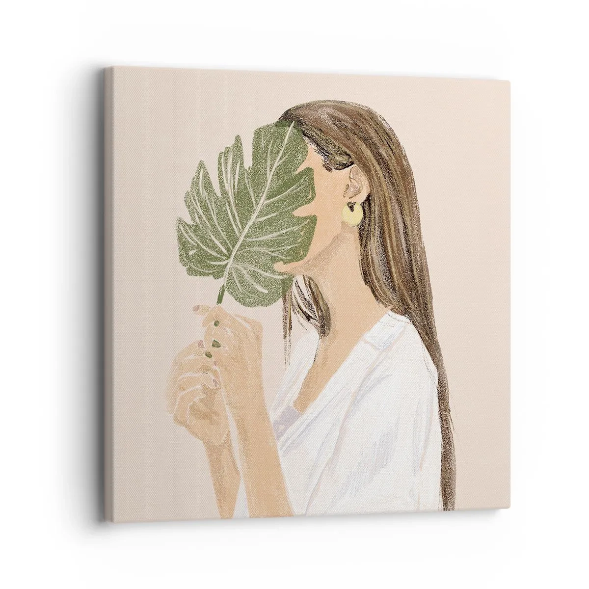 Quadro su tela - Stampe su Tela - Misterioso ritratto con ventaglio - 30x30 cm