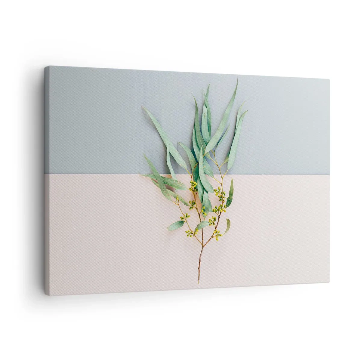 Quadro su tela - Stampe su Tela - Un ramo con foglie su uno sfondo di tonalità pastello - 70x50cm - Delicatezza pastello - Decorazione murale moderna per soggiorno e camera da letto ARTTOR