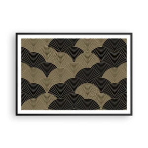 Poster in cornice nera - Motivo Art Déco con semicerchi e linee dorate - 100x70cm - Unità nella molteplicità - Decorazione murale moderna per soggiorno e camera da letto ARTTOR