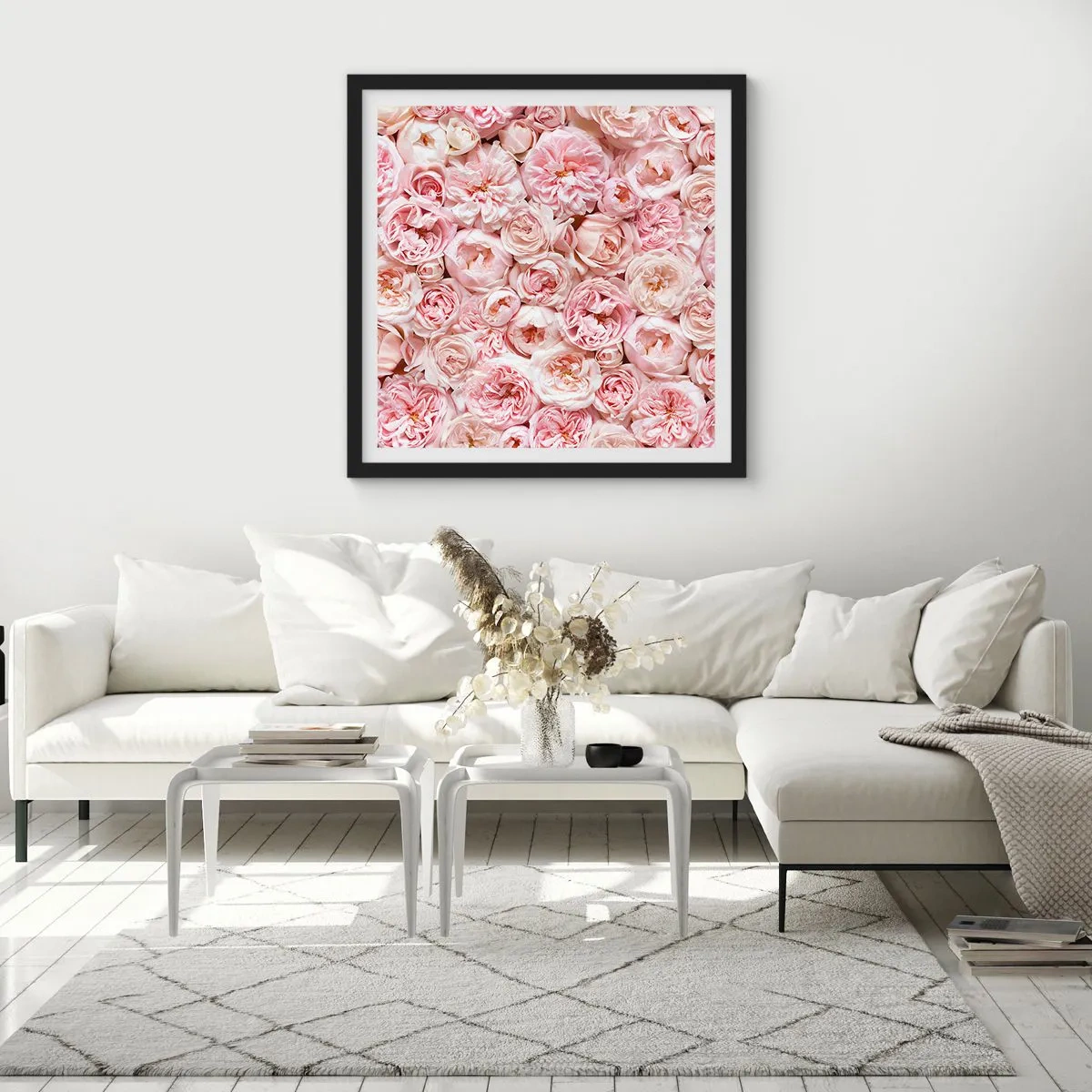 Poster in cornice nera - Coperto di rose - 30x30 cm
