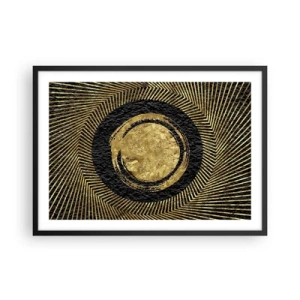 Poster in cornice nera - Composizione geometrica in nero e oro con raggi - 70x50cm - Composizione glamour - Decorazione murale moderna per soggiorno e camera da letto ARTTOR