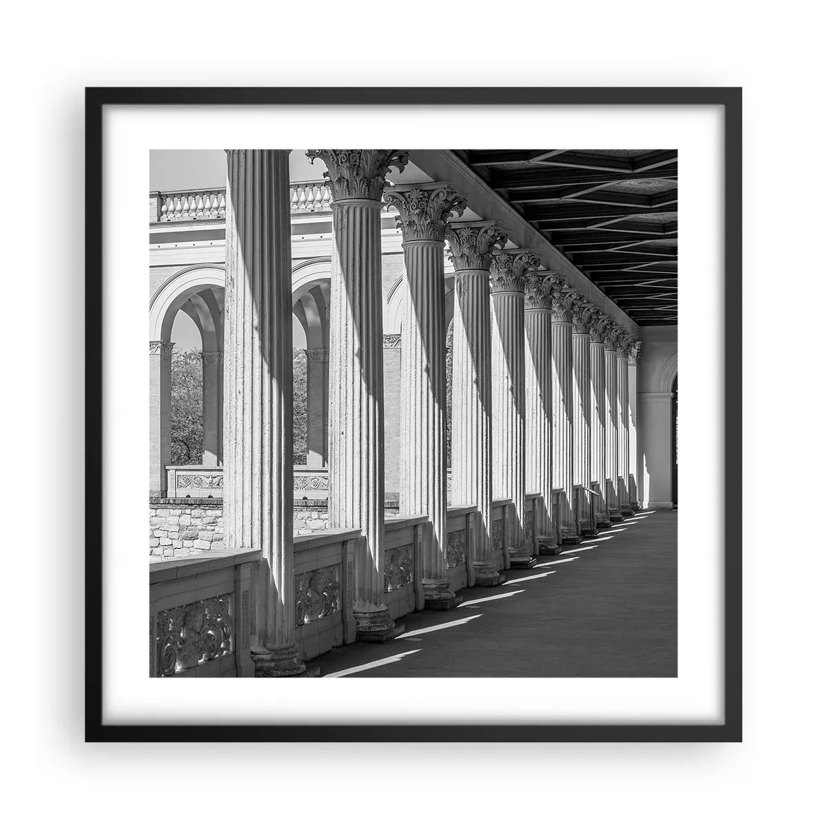 Poster in cornice nera - Portico soleggiato - 50x50 cm
