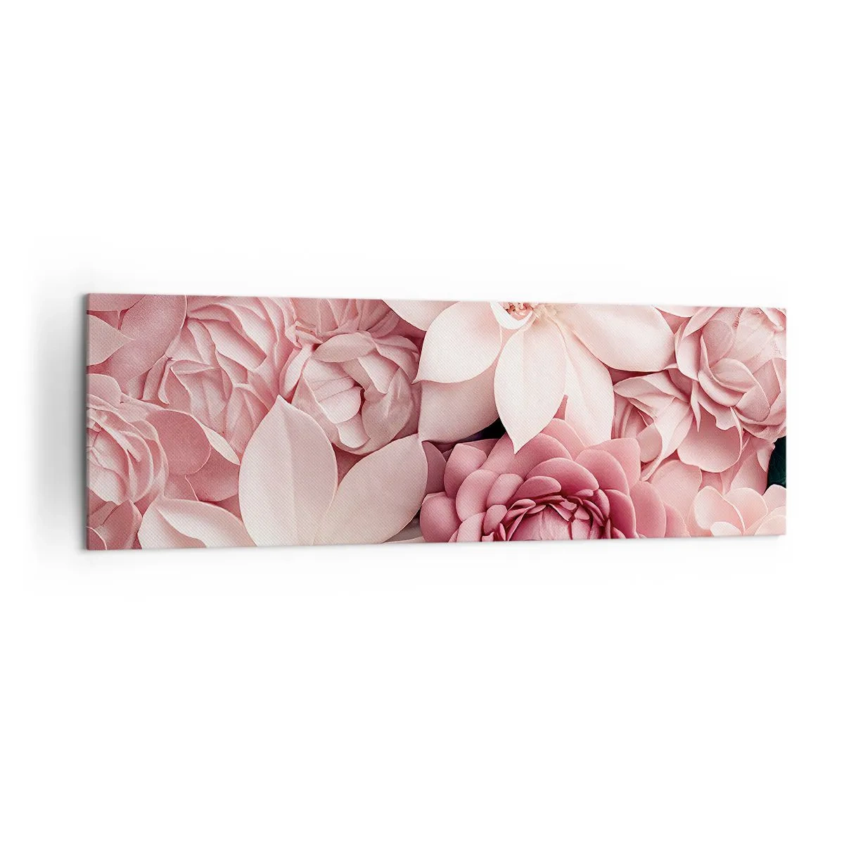 Quadro su tela - Stampe su Tela - Fiori nelle tonalità del rosa e del bianco in un approccio artistico - 160x50cm - Nei petali di rosa - Decorazione murale moderna per soggiorno e camera da letto ARTTOR