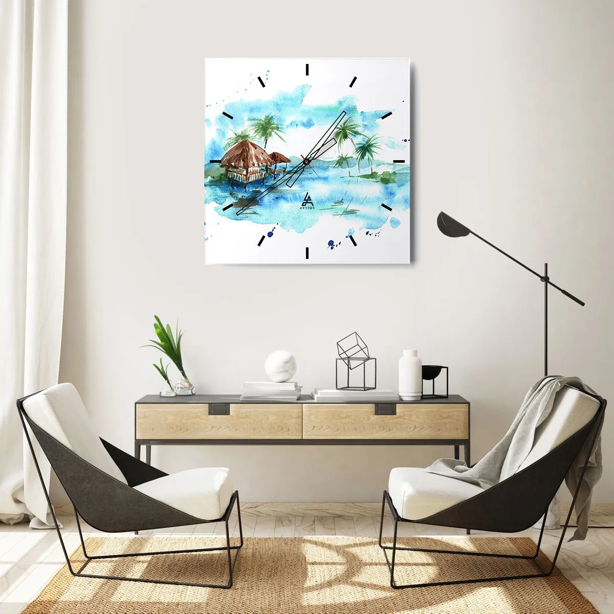 Orologio da parete - Orologio in Vetro - Da qualche parte nel Pacifico - 40x40 cm