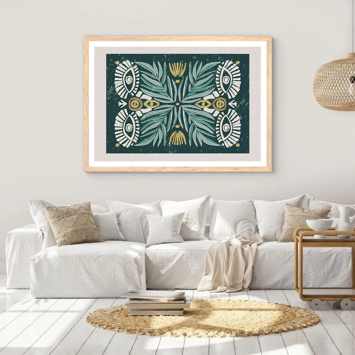 Poster in cornice rovere chiaro - Geometrie di arte popolare - 70x50 cm