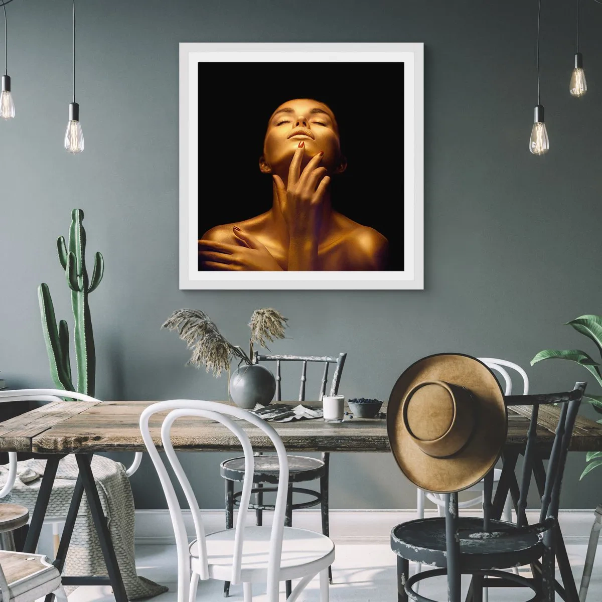 Poster in cornice bianca - Come seta d'oro - 60x60 cm