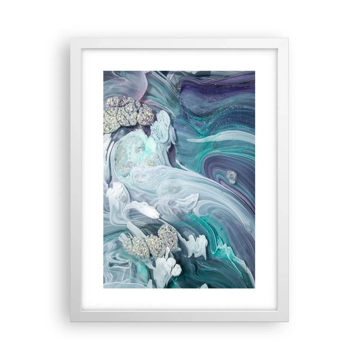 Poster in cornice bianca - Correnti di blu - 30x40 cm