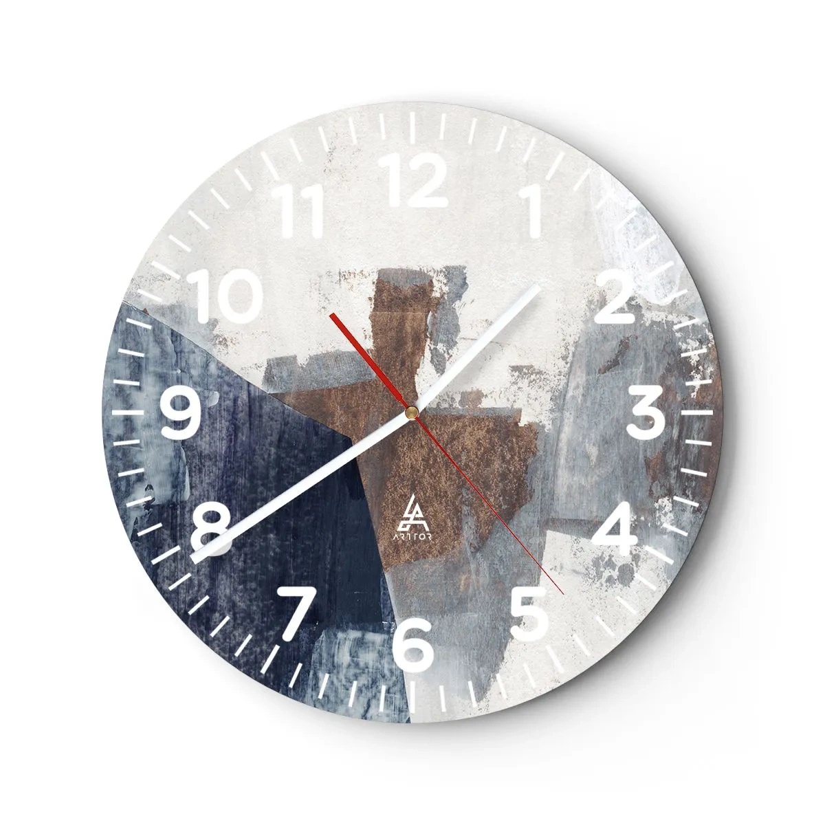 Orologio da parete - Orologio in Vetro - Forme blu e marroni - 40x40 cm