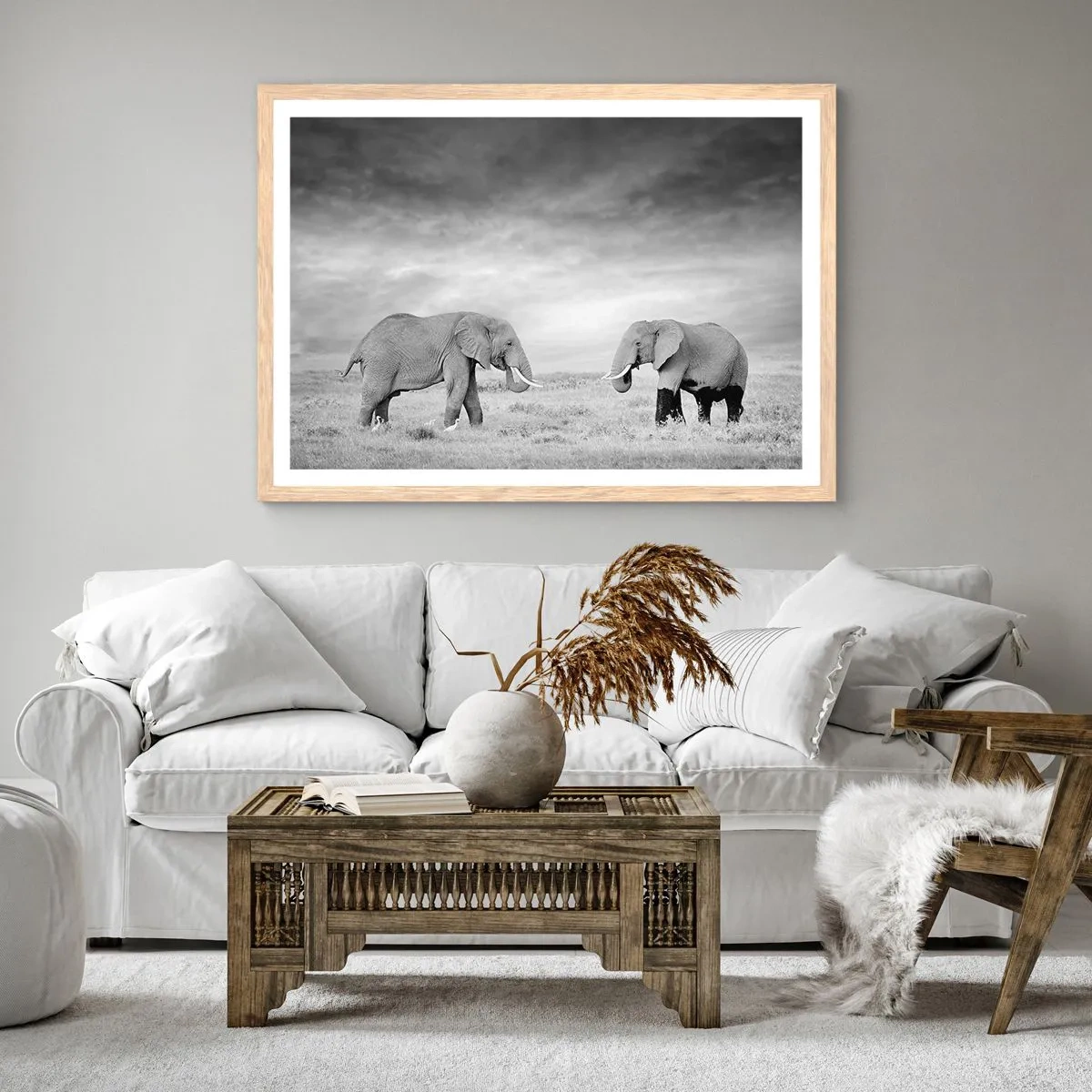 Poster in cornice rovere chiaro - Grigio è bello - 100x70 cm